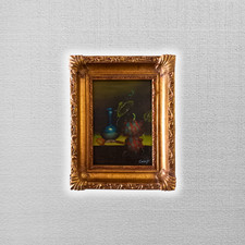 ORIGINAL Ölgemälde auf Karton inkl. Rahmen | Stillleben/Weintrauben | Signiert