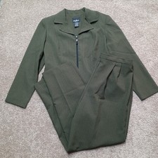 Positive Attitudes Green Plaid Pant Suit Zipp...