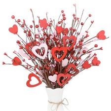 Cute Valentines Day Decor 6 Pack Red And Pink Wooden Heart Shaped Picks For Vale