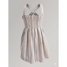 NWT American Eagle Womens S Coastal Cottagecore Linen Smocked Cross Back Dress