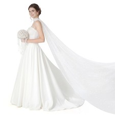142 Inch Pearl Bridal Neck Scarf Lace Cape Tulle Shawl Wedding Wrap Long