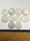 Silver 90% Lot Of 10 Franklin Half Dollars.  $5 Face Value. Various Years