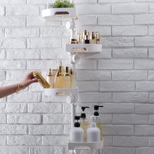 4-Tier Corner Shower Caddy Tension Pole Organizer - Adjustable Rustproof Metal T