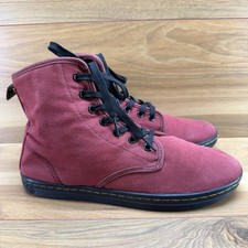 Dr Martens Shoreditch Canvas Boot Womens 9 Red Lace Up Sneaker Boot