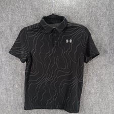 Under Armour Heatgear The Playoff Polo Shirt Mens Medium Black Gray Printed