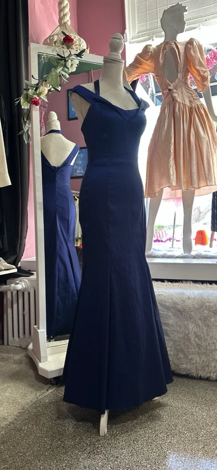 Maxi Vestido de Noche Formal Windsor Baile de graduación Color Azul Cambio Sin Mangas Cola de Pescado XXS Foto 4 de 4