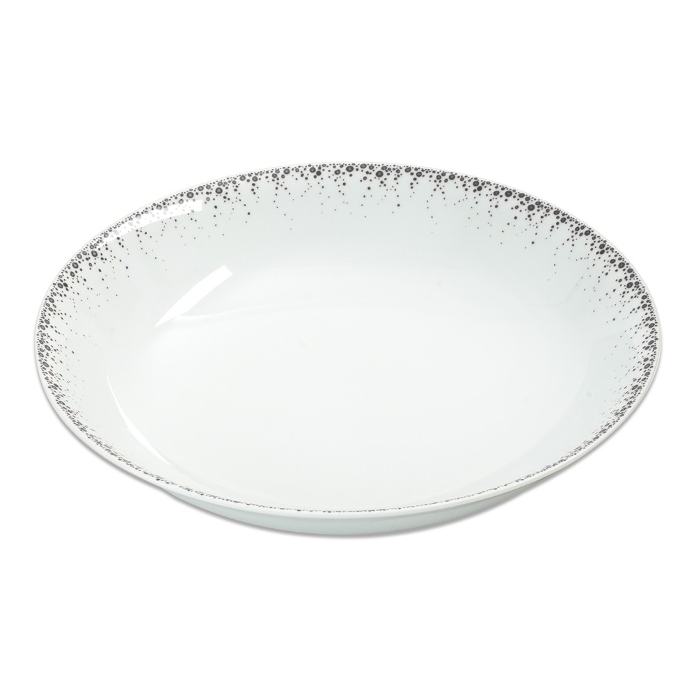 Plat rond creux Boréalis gris en porcelaine fine Table Passion de 29 cm