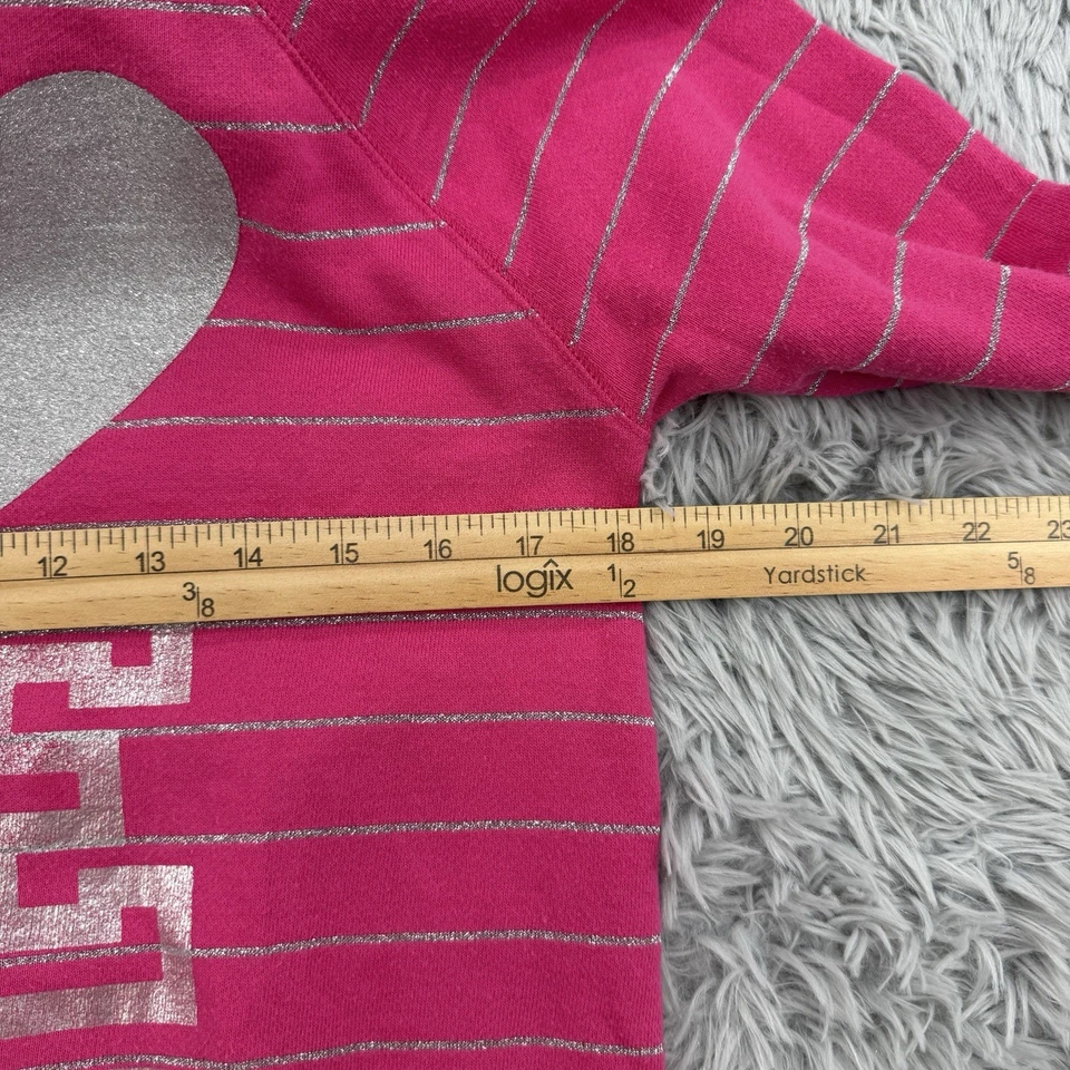 Sudadera con Capucha Victorias Secret Rosa Para Mujer S Rosa Rayas De Colección Y2K Gráfico Amor Metálico Foto 3 de 4