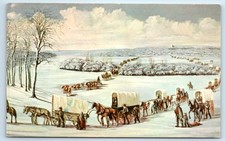 Mormons Crossing the Frozen Mississippi 1846 - Nauvoo ILLINOIS Postcard