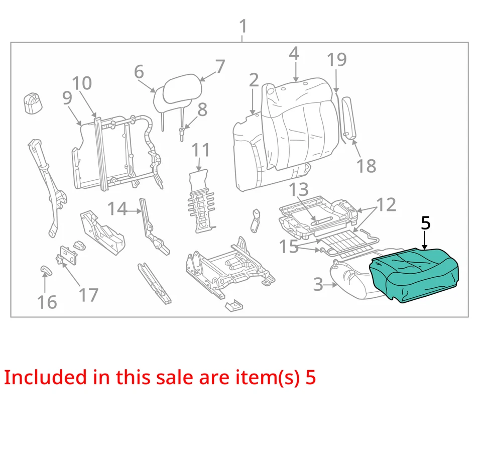 Chevrolet GMC Suburban 1500 2000 Tahoe cubierta asiento en P cojín *esquisto 12478546 nuevo OEM Foto 2 de 3