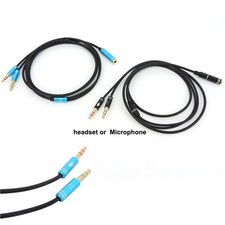 3.5 Jack Female to 2 Male stereo 3 pole mic Headset 3.5mm Audio Cable Microphone