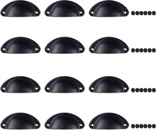 Cabinet Cup Pulls Matte Black, 12 Pack 3 Inch Kitchen Drawer Handles, Furniture