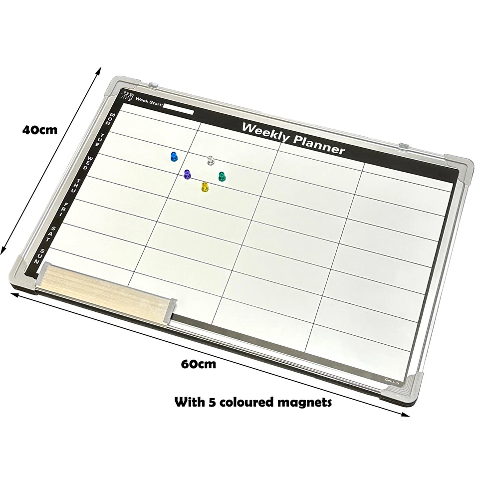 Magnetic Weekly Planner Organiser Memo Notice Board Time Table Meal Planner - Image 2 of 4