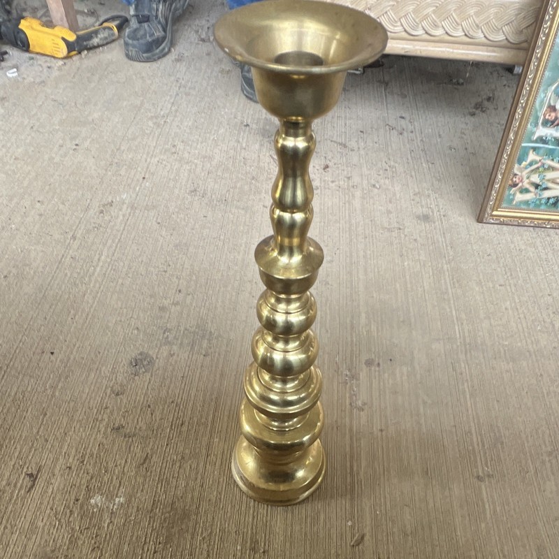 Large Brass Pedestal Candlestick Holder, Gold, Vintage/Retro, Pillar Candle