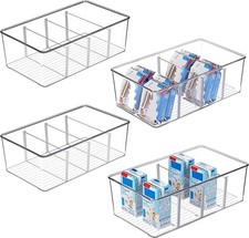 Vtopmart 4 Pack Food Storage Organizer Bins, Clear Plastic Bins for Pantry