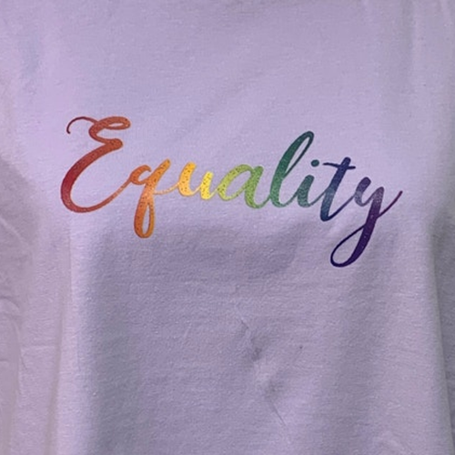 New Handprinted Womens Medium Purple 100% Cotton Rainbow Equality Muscle Tee - Picture 2 of 5