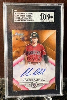 2023 Bowman Sterling Corbin Carroll Rookie Autographs Orange Refractor /75 Auto