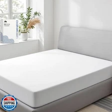 Mayfair Linen 100% Organic Cotton Percale Weave Fitted Sheet King Size, White