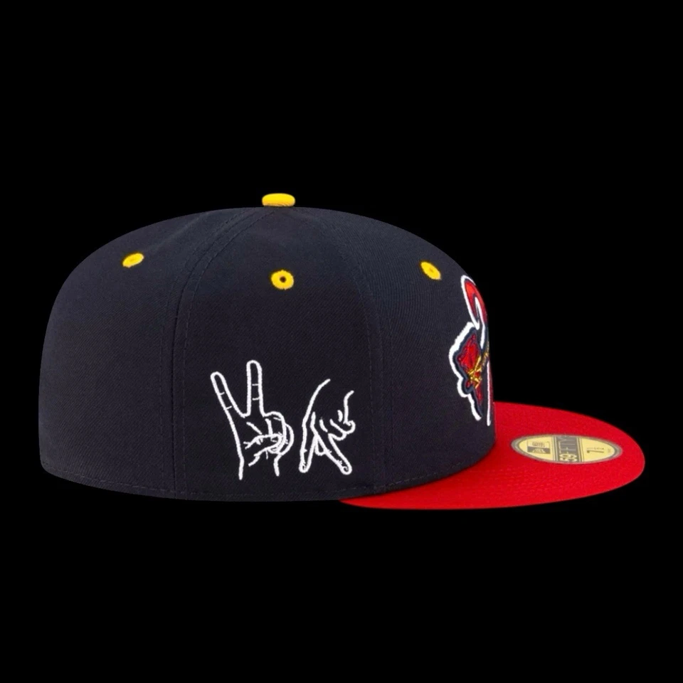 Atlanta Braves x Usher Upside Down A  Peace Up A-Town Down Fitted Cap Black Red - Image 2 of 4