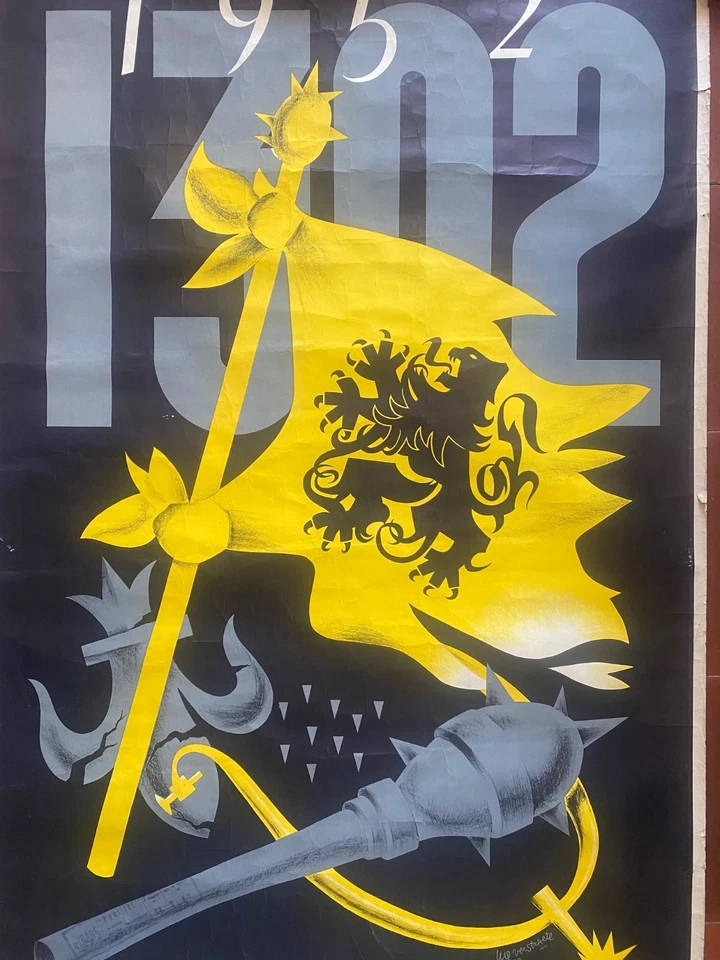 Affiche COMMEMORATION GULDENSPOREN GULDENSPORENHERDENKING 60x100cm 1952 - Photo 2/4