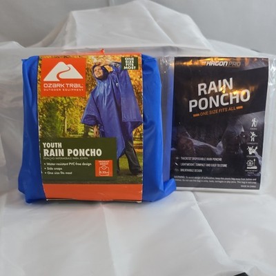 Ozark Trail & Hagon Pro Waterproof PVC-Free Blue Rain Poncho, Unisex
