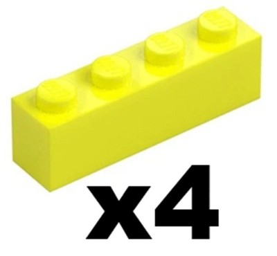 Lego 4 New Neon Yellow Brick 1 x 4 Stud Block Building Part 3010 D0905