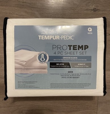 Tempurpedic Protemp 4pc Sheet Set Cotton Queen NEW White