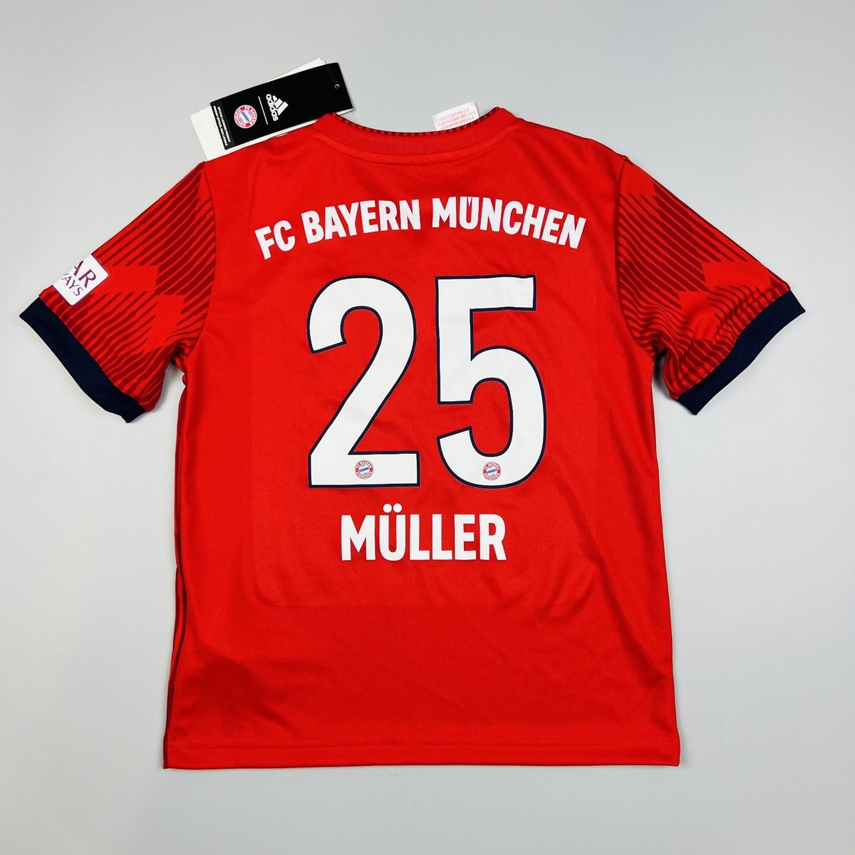 希少 BAYERN MÜNCHENシュバインシュタイガー ゲームシャツ Muller Bayern Munich Jersey 2018-19 Home Soccer Shirt Adidas Youth