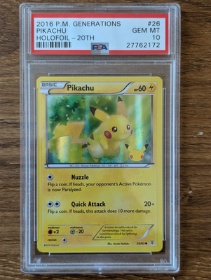 ポケモンカードゲーム PSA 10 Pikachu 2016 XY Generations 20th 2016 Pokemon Generations 20th Anniversary Promo Stamp PSA 10 #26