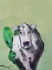 Comical Alien Cow PRINT Painting by Collectible Artist Jose Trujillo 16x20