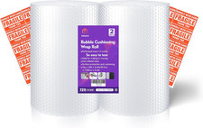 2 Pack 12 Inch X 72 Feet Total Bubble Packing Wrap for Moving Boxes