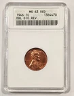 1946 Lincoln Cent DDO FS-801 ANACS MS63 RED Soapbox Holder