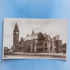 Rochdales Postcard C1935 Real Photo Town Hall Local Half Cab Bus Gtr Manchester