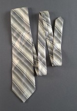 Bruno Pirttelli Diagonal Stripe Silver Silk Made in USA Tie Necktie