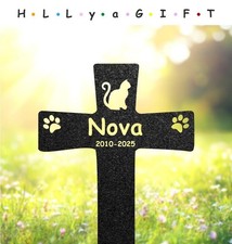 Personalized Cat Memorial Plaque, Garden Cross Grave Marker, Pet Loss Gift