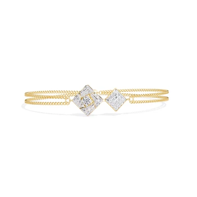 0.54CTW Geometric Lab Grown Diamond Double Rhombus Strand Bracelet 14K Gold - image 1 of 4