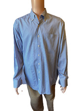 Men's XL Peter Millar Blue White Checkered Long-Sleeve Button-Up Dress Shirt