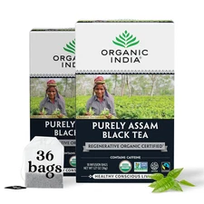 Organic India Purely Assam Black Tea Caffeinated Fairtrade 18 Bags, 1 Pack