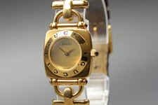 [Exc+5] GUCCI 6300L Gold Dial Horsebit Quartz Women's Dress Watch From JAPAN
