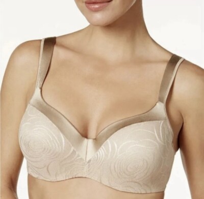 Playtex Love My Curve Satin Strim Bra Nude Rose Ja Beige 42D NWT.