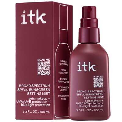 LOT OF 3 - ITK Broad Spectrum SPF 30 Sunscreen Setting Mist W/ Vitamin E 3.3 oz