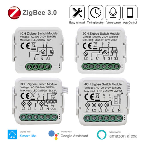 1/2/3/4 Gang TUYA APP Alexa ZigBee Smart Schalter modul Relais Lichtschalter DHL - Bild 1 von 19