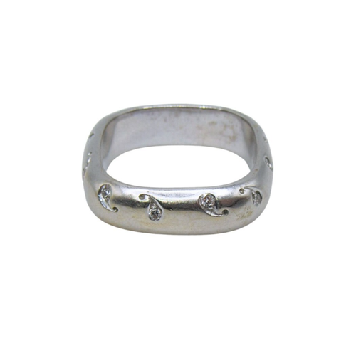 Anillo banda cuadrada de diamantes de oro blanco de 18 quilates H. Stern - Imagen 2 de 8
