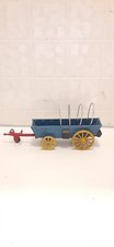 Cast Iron Toy Horse Drawn Blue Covered Wagon, Western