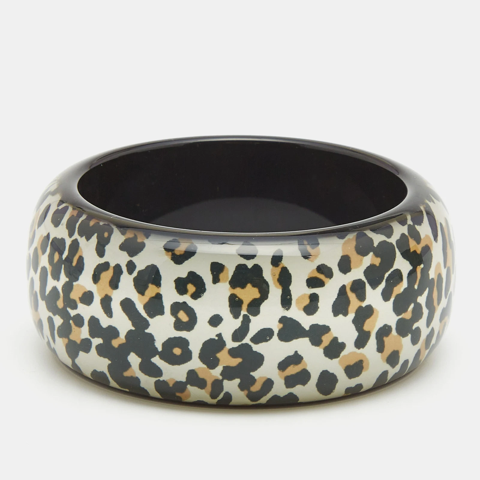 Bracelet imprimé léopard résine noire Dior
