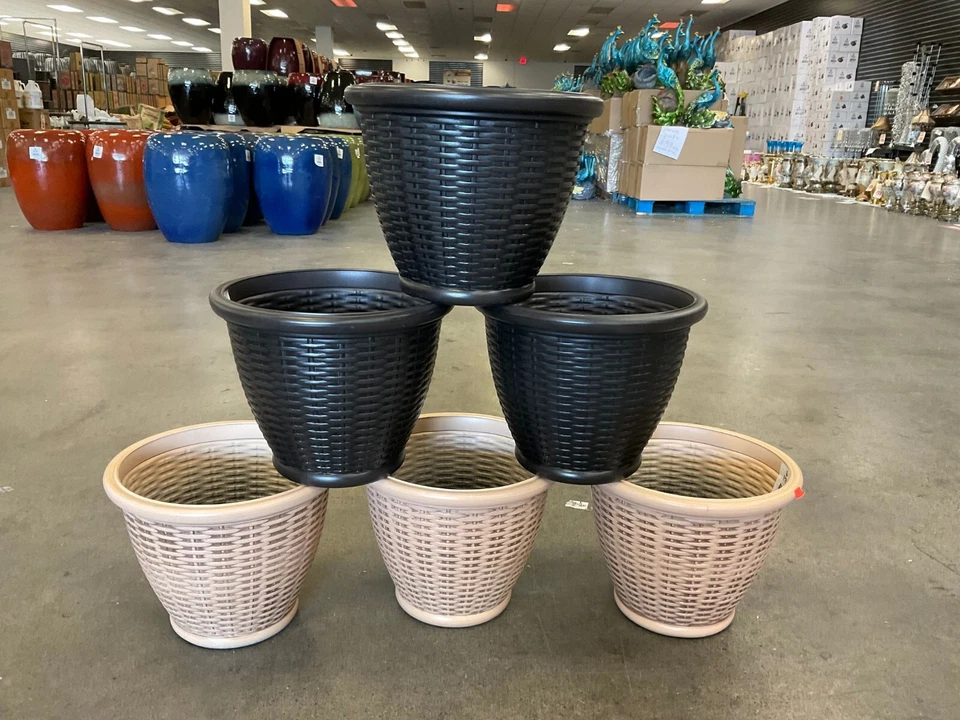 Kit de 3 ollas de diseño de ratán de alta calidad de 12 pulgadas Foto 2 de 4