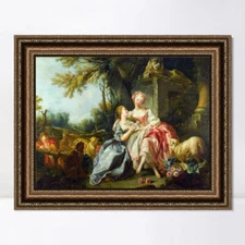 Framed Canvas Print Art The Billet Doux by Francois Boucher Wall Art Home Decor