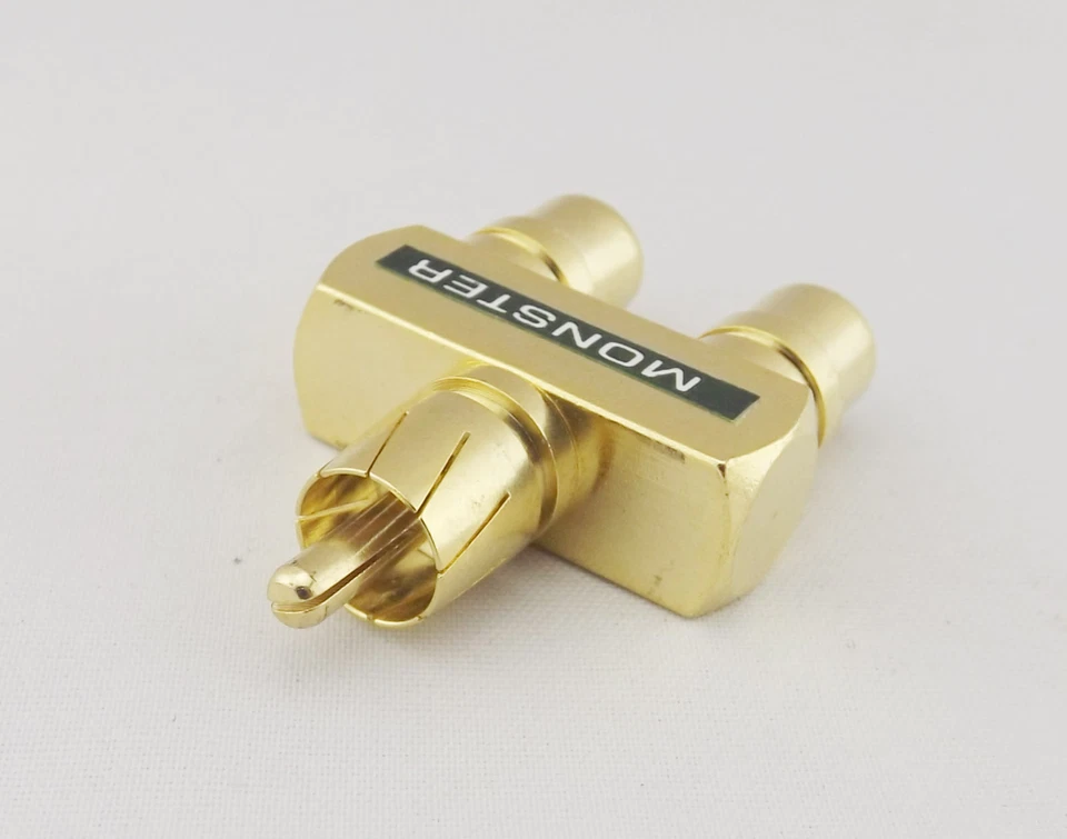 4pcs RCA Audio Y Splitter Plug 1 Male To 2 Female Gold Plated Adapter Connector - Image 3 of 4