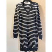Old Navy Sweater Dress Preppy Lightweight Stretchy Striped Gray Womens Size S