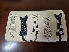 Unbranded Cream And Black Colored Wallet With Cats